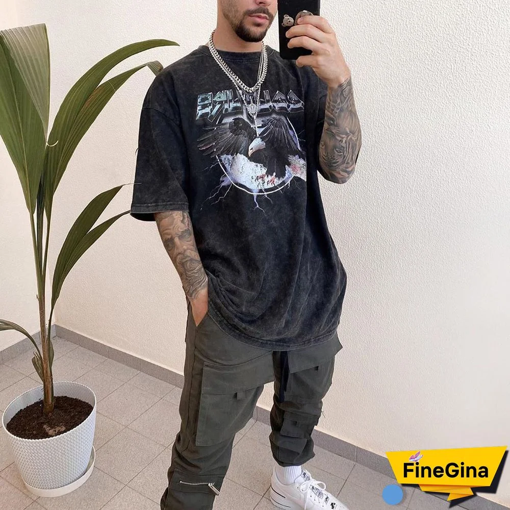 Mens Black Printed Short Sleeve T-Shirt