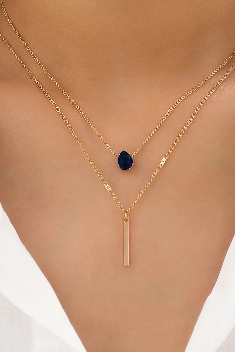 Rhinestone Tassel Pendant Stacking Necklace