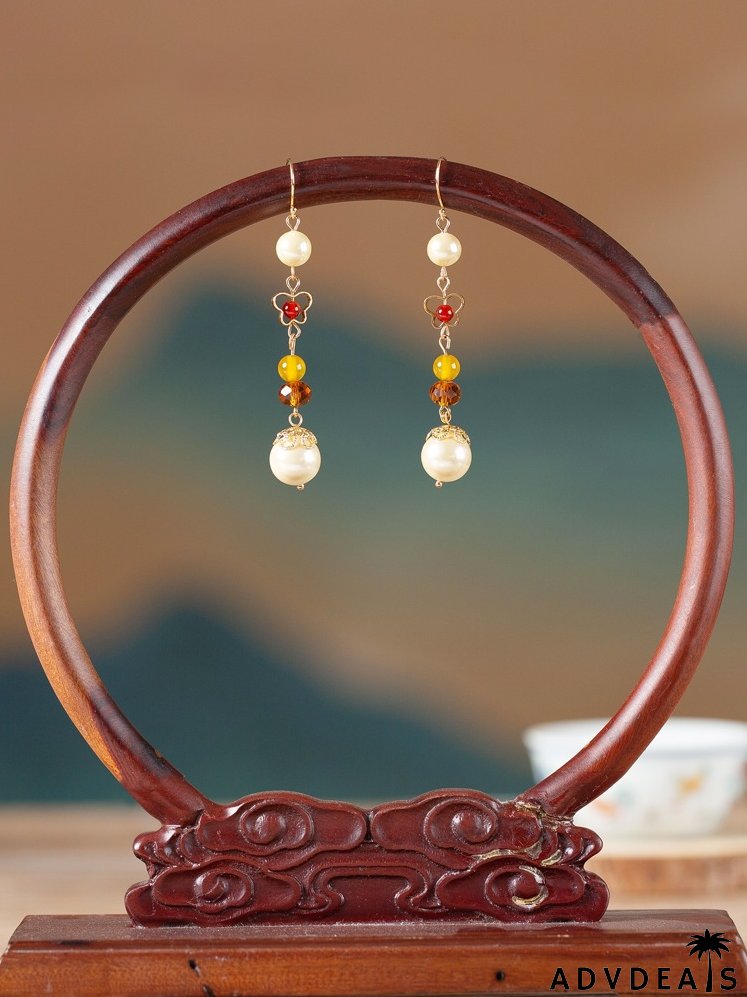 Faux Pearl Decor Drop Earrings