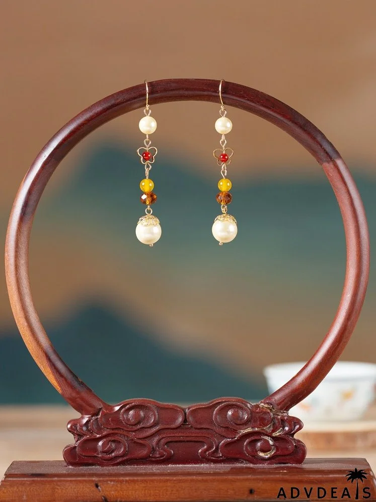 Faux Pearl Decor Drop Earrings