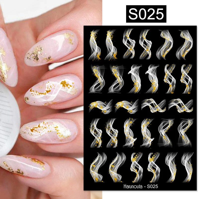 Geometric Lines Flowers Leaves 3D Nail Sticker Figure Woman Face Pattern Special Self Adhesive Nail Art Decals Manicures Sliders-Nail Inspo