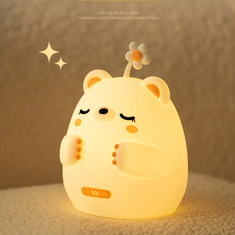 Flower Bear LED Night Light For Gift USB Rechargeable Bear Lamp