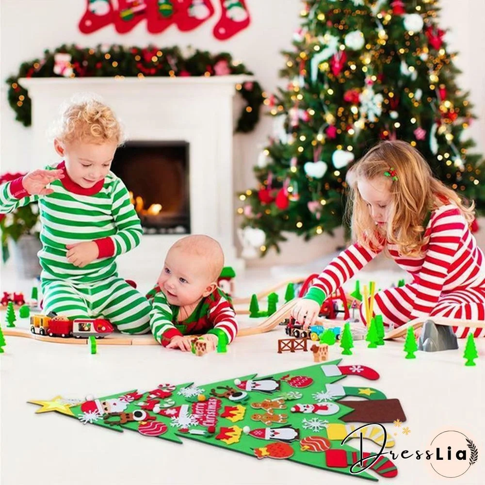 Kids Diy Felt Christmas Tree Ornaments Xmas Gift Door Wall Hanging Led Light