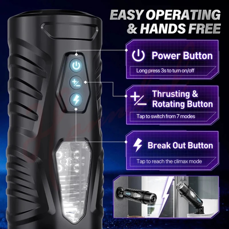 Electric Pocket Pussy for Men 7 Thrusting Rotating Modes Masturbator Cup