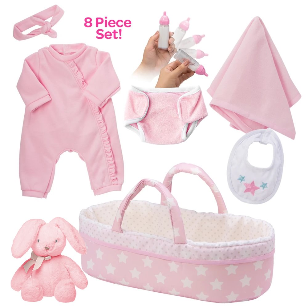 [It's a Girl!] Adoption Reborn Baby Essentials-8pcs Gift Set for 20"-22" Doll