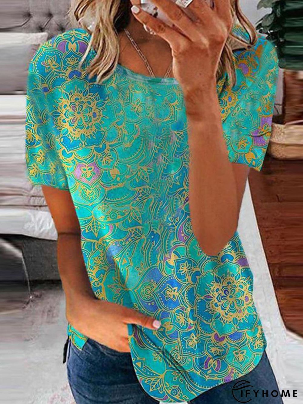 Round Neck Short Sleeve T-Shirt | IFYHOME