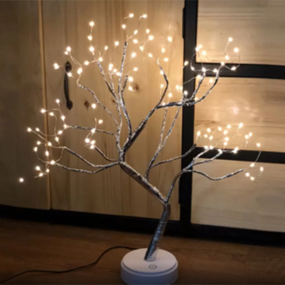 108 LED Touch Night Light Christmas Tree Copper Wire Fairy Lamp Cool White
