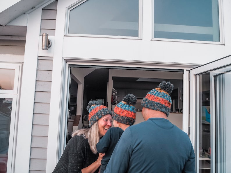 Chunky Beanie with PomPom for Family Matching Cozy Kids Beanie Family Valentines Gift mom