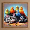 Chaton et perroquet - perceuse ronde peinture diamant - 40*40cm
