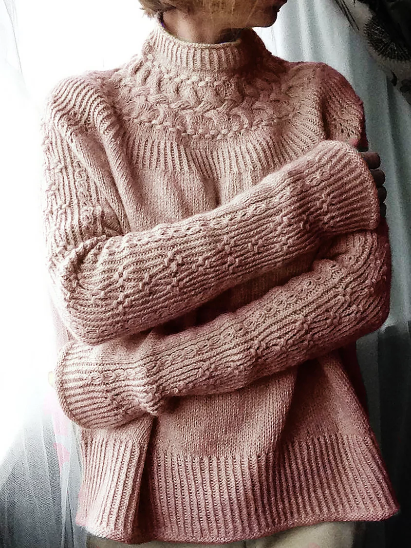 Knitted Plain Casual Shirts & Tops