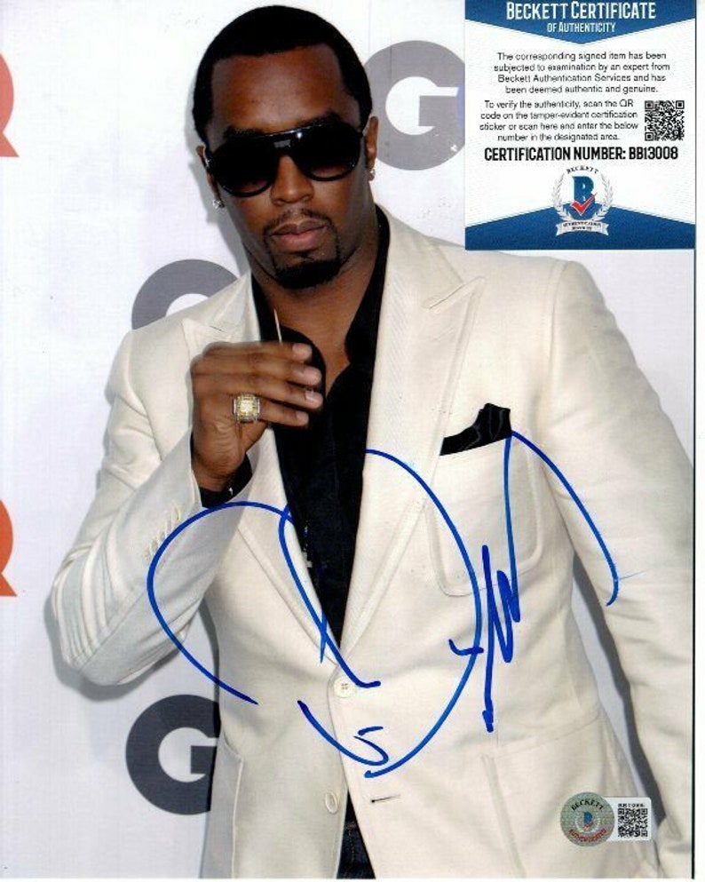 Sean diddy combs signed 8x10 gq red carpet Photo Poster painting beckett bas