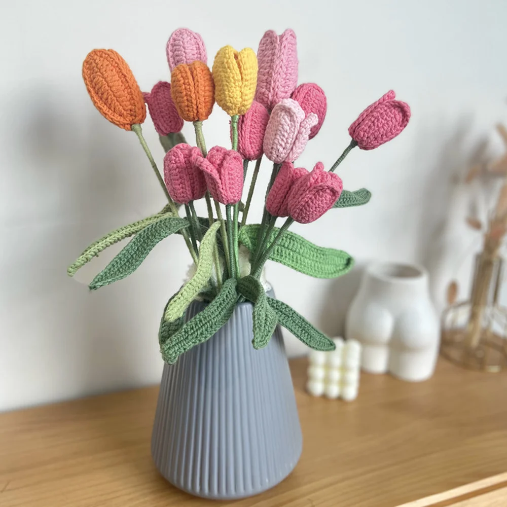 Creative hand-woven simulation bouquet tulip interior decoration