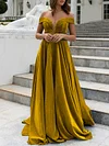 Solid Color Off-The-Shoulder A-Line Backless Simple Party Maxi Dress