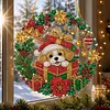 Crystal Mosaic Window Hanging Kit Christmas Puppy Giftbox 9.45x9.45in