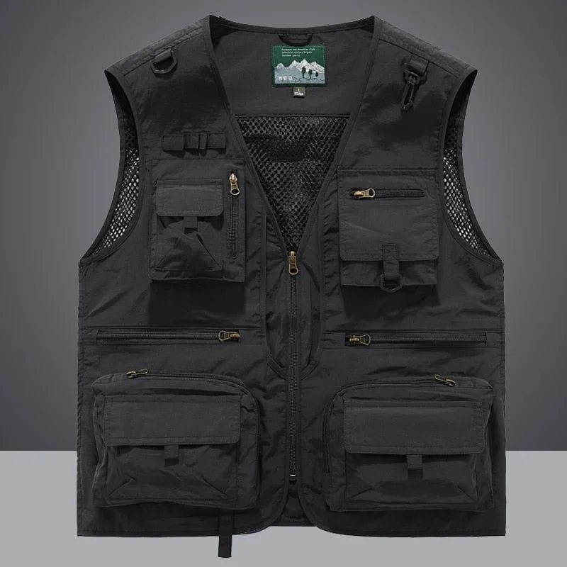Inongge Summer Men Unloading Tactical Vest Coat Casual Men&#39;s Photographer Waistcoat Mesh Work Sleeveless Jacket Tools Pocket Vest 5XL