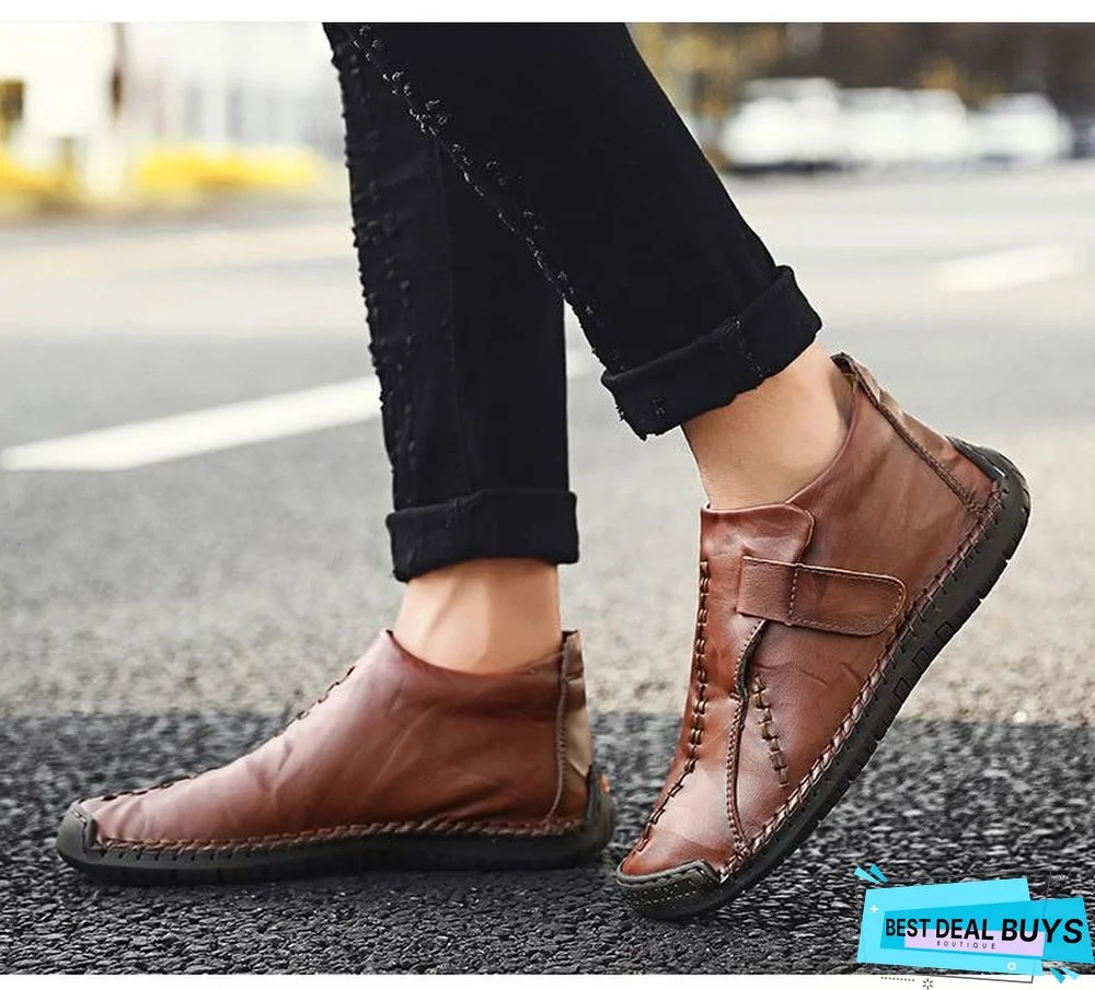 Men Snow Boots Leather Plush Man Ankle Boots Warm Fur Men's Boots Autumn Men Shoes