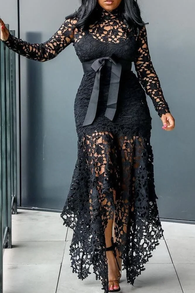 Sexy Lace Hollow Out Plus Size Dress