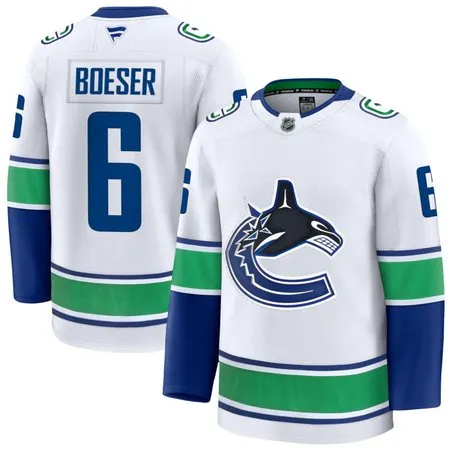 Youth Vancouver Canucks #6 Brock Boeser White Away Jersey