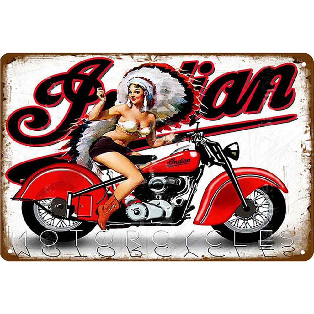 

30*50CM - Round Drill Diamond Painting - Indian Motorcycle, 501 Original