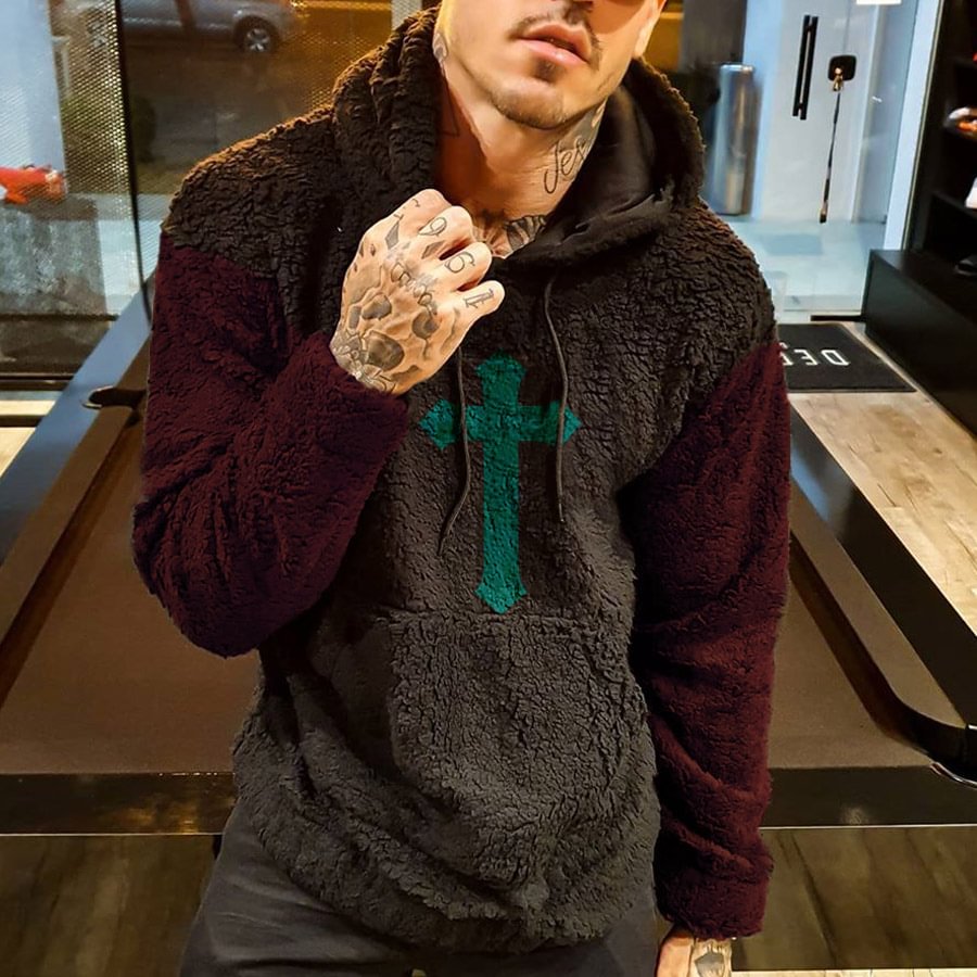 Color Block Logos Berber Fleece Hoody