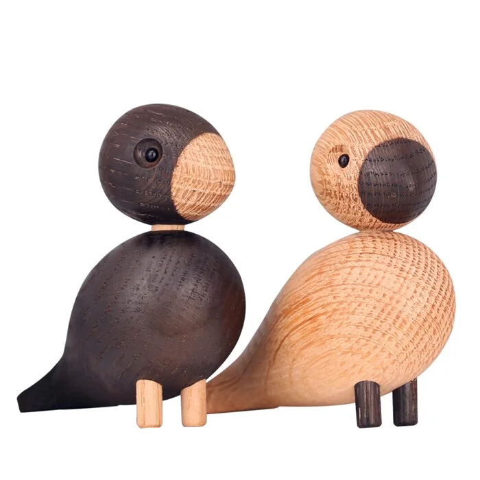 Decorative bird wooden animal miniature figurines Nordic home decoration ornaments Lark Bird wooden toy sculpture Christmas gift