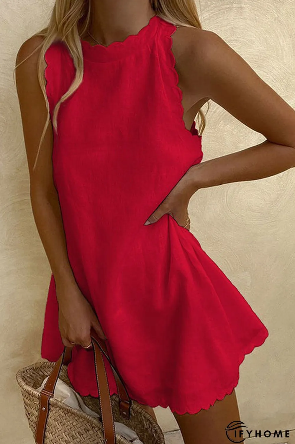 Scalloped Sleeveless Mini Dress | IFYHOME