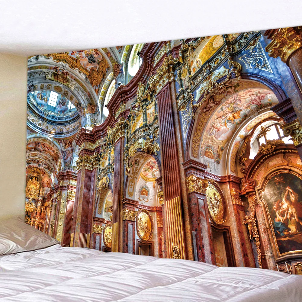 Nigikala Church mural bookshelf tapestry home decoration Angel Bohemian decoration psychedelic scene yoga mat sofa blanket