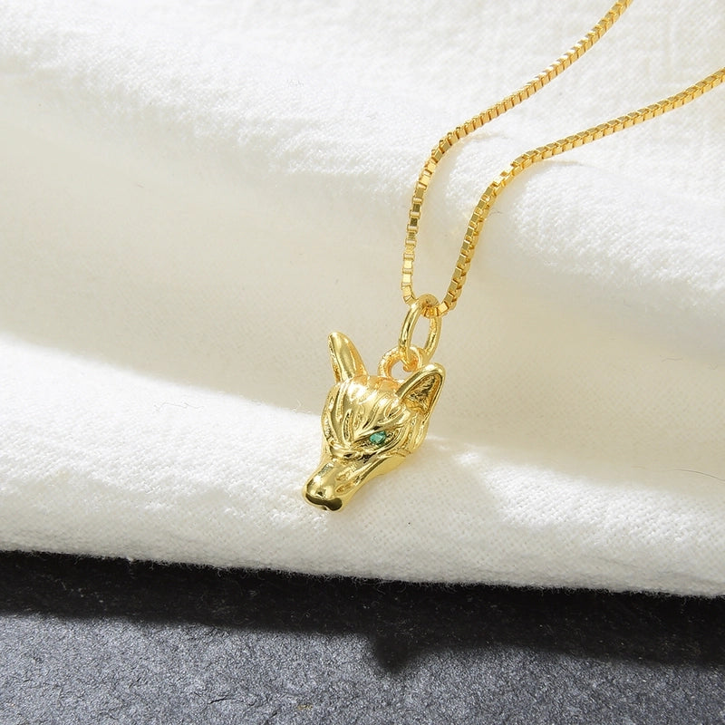 1 Piece Copper Zircon 18K Gold Plated Wolf Jewelry Accessories Pendant
