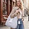 Polka Dot Nylon Storage Shoulder Bag with Key Ring Expandable Keychain Tote Bag Large Capacity Stylish Foldable Tote Handbag for Shopping Travel Commute