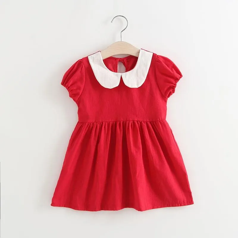 Girls Cute Vest Dress 2021 Kids Sleeveless Dresses Summer Children Elegant Red Princess Dress 2 3 4 5 6 Years Baby Girl Clothing