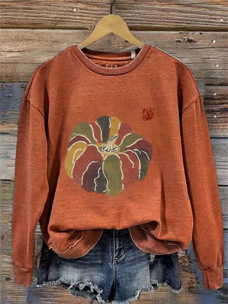 Pumpkin Japanese Art Cozy Sweatshirt artswardrobe
