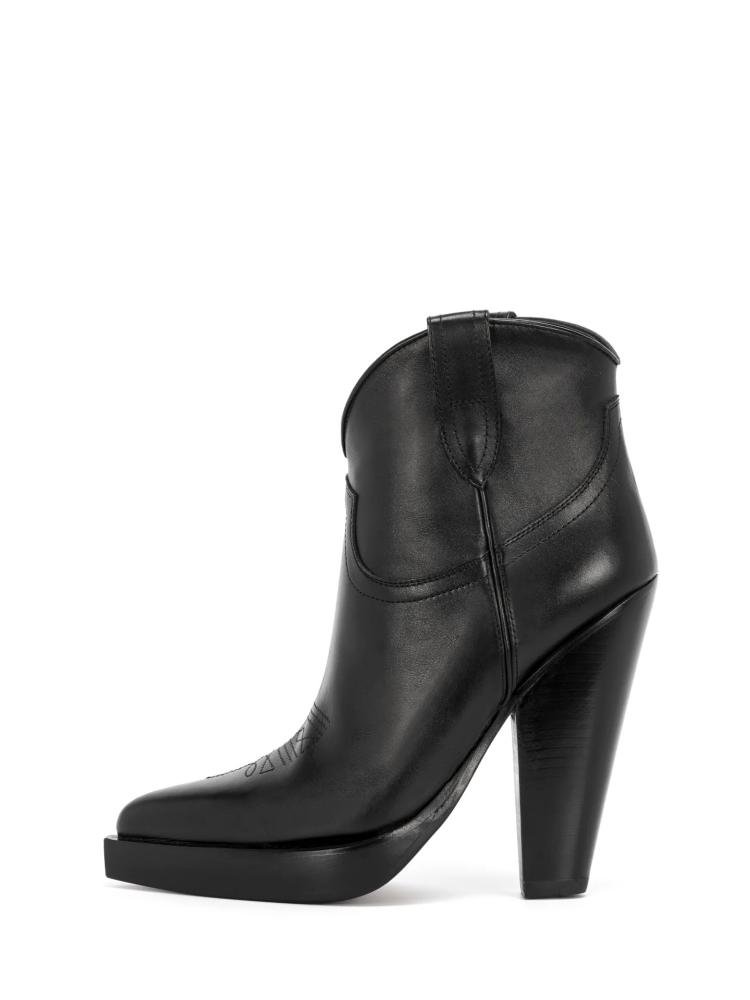 Black Platform Chunky Heel Western Ankle Boots