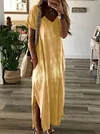Tie Dye Split-Side Short Sleeves Maxi Dresses