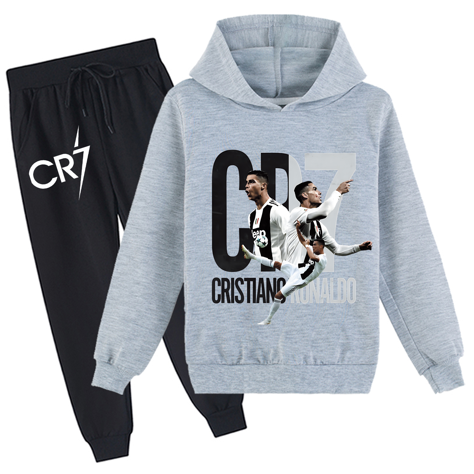 Mayoulove Kids' Cristiano Ronaldo Hoodie Set - Stylish Sportswear for Boys and Girls, Perfect Gift for Young Fans-Mayoulove