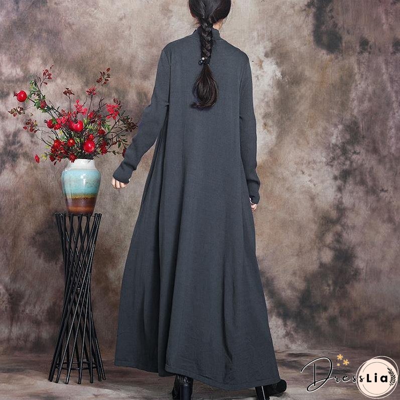 Solid Knitted High Neck Casual Dress ( Limited Stock)
