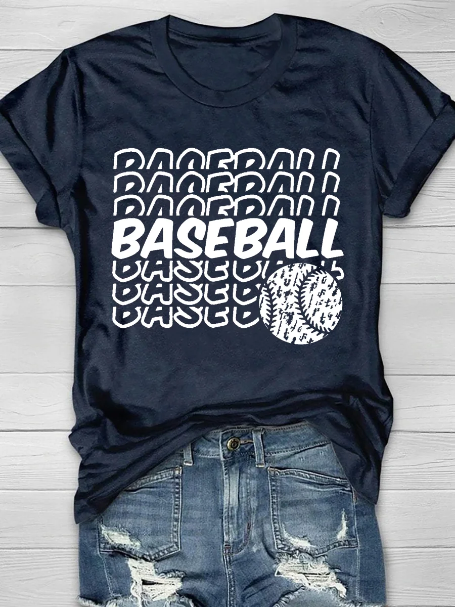 Baseball Print Short Sleeve T-Shirt