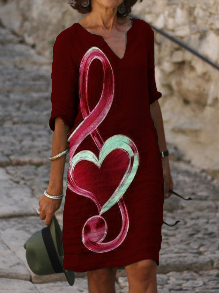 Romantic Heart Treble Clef Art Midi Dress wearshes