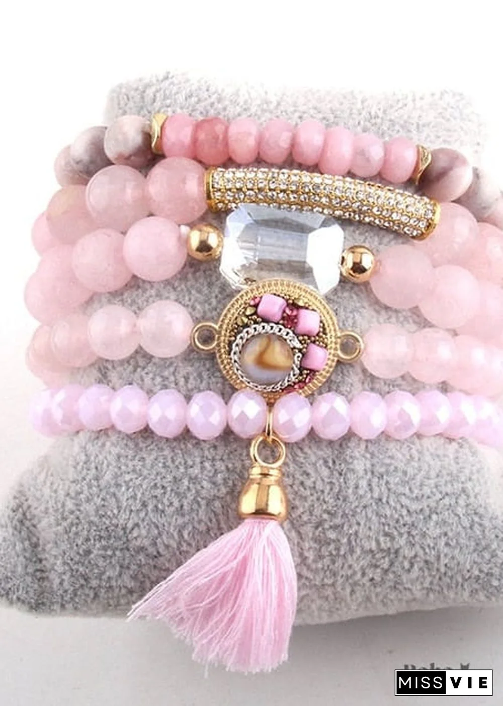 Boho Bracelet, RH Bracelet Set, Diamon Leaf, Natural Stones in Green, Rose, Purple