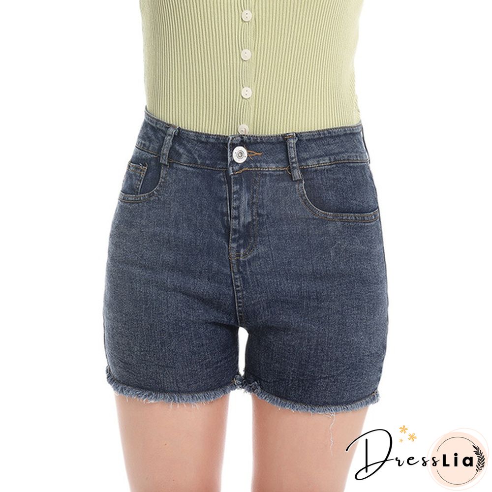 New Summer Women's Fashion Causal Stretchy Denim Shorts Jeans High Waist Shorts Washed Jeans Pants