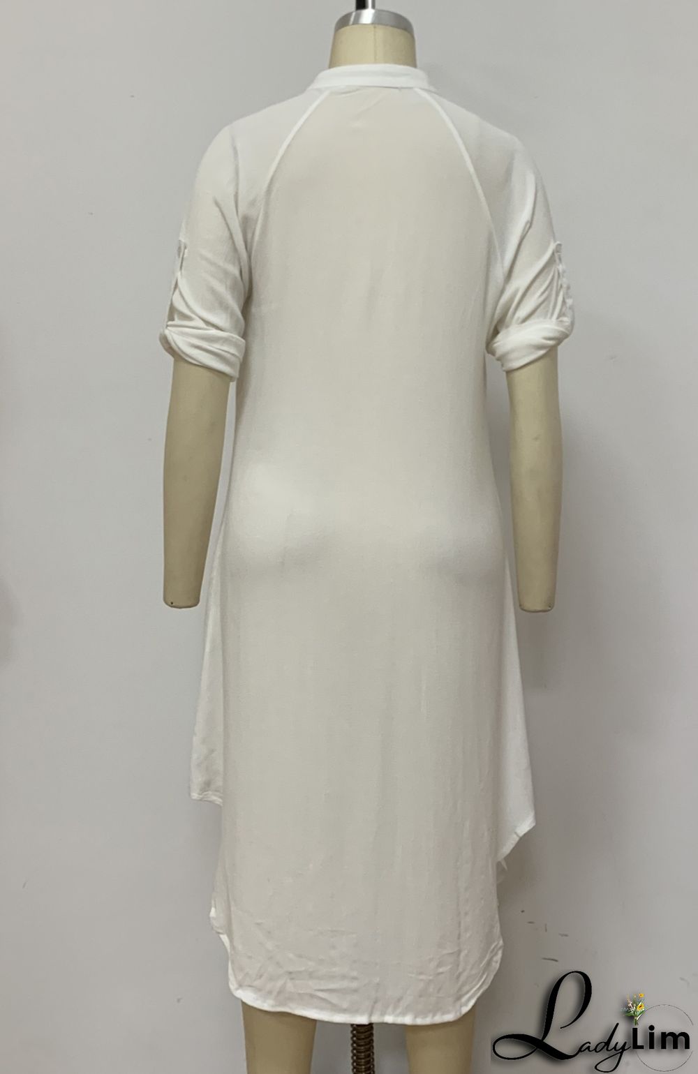 Summer Casual White Cotton Slit Long Blouse Dress