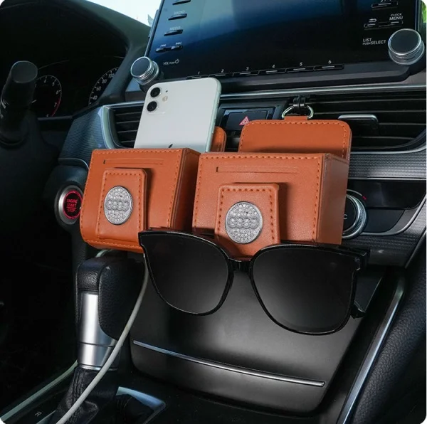 In- Car Glasses Clip Air Outlet Storage Bag