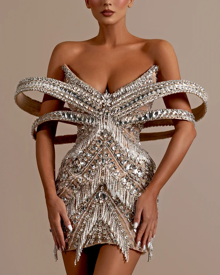 Sexy 3D Sequin Tassel Mini Dress