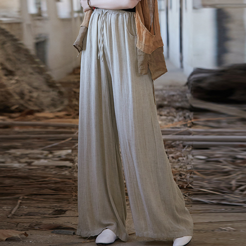 Hand-Dyed Tencel Linen Meditation Soft Wide-Leg Pants
