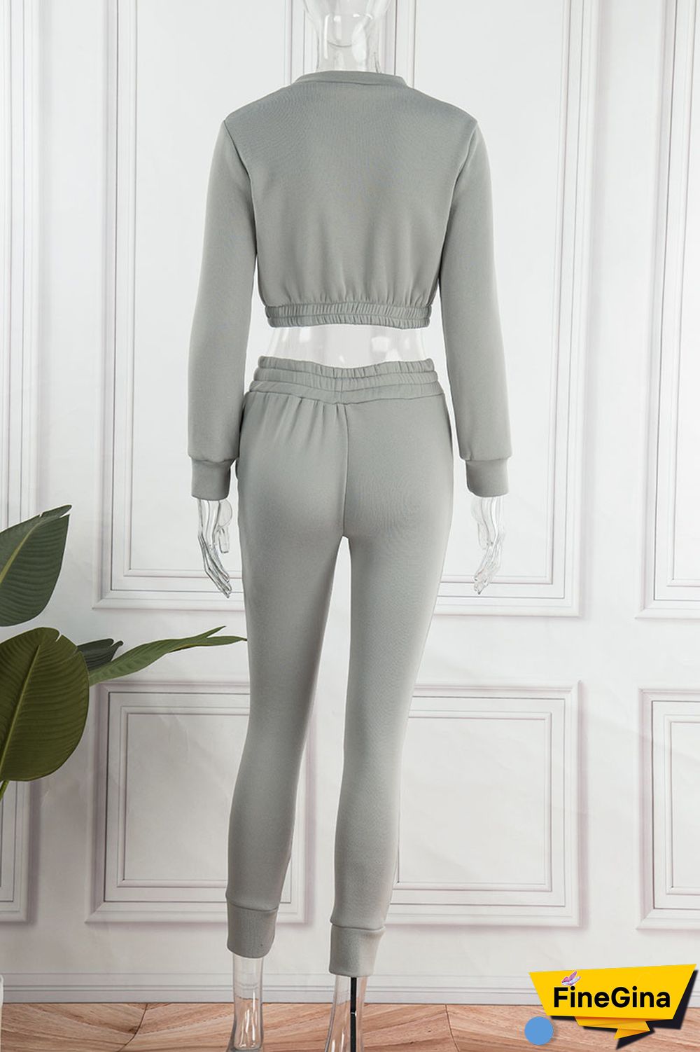 Nude Pink Casual Solid Patchwork Pocket Zipper Long Sleeve Two Pieces