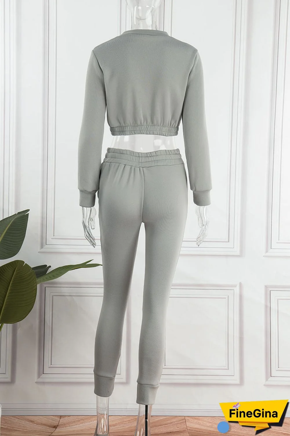 Nude Pink Casual Solid Patchwork Pocket Zipper Long Sleeve Two Pieces