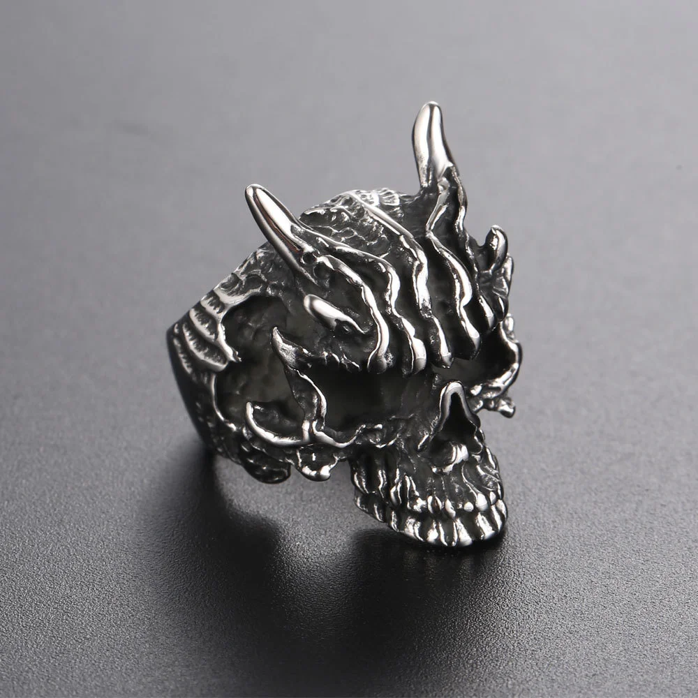 Retro Ghost Head Man Ring 