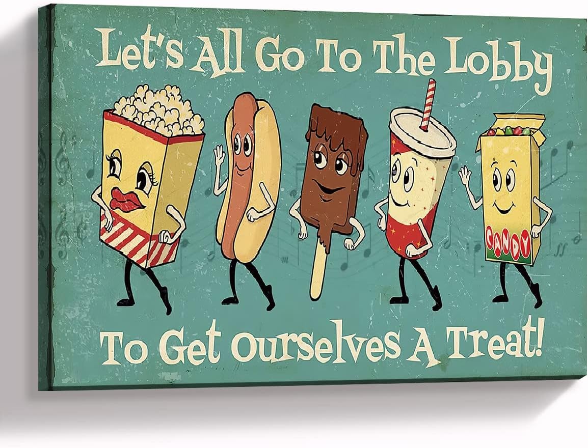Let's All Go To The Lobby To Get Ourselves A Treat Canvas Wall Art Prints Fanny Movie Themed Art Decor for Office Home Bathroom Bedroom Living Room,11x14Inch Paintings Art Decor