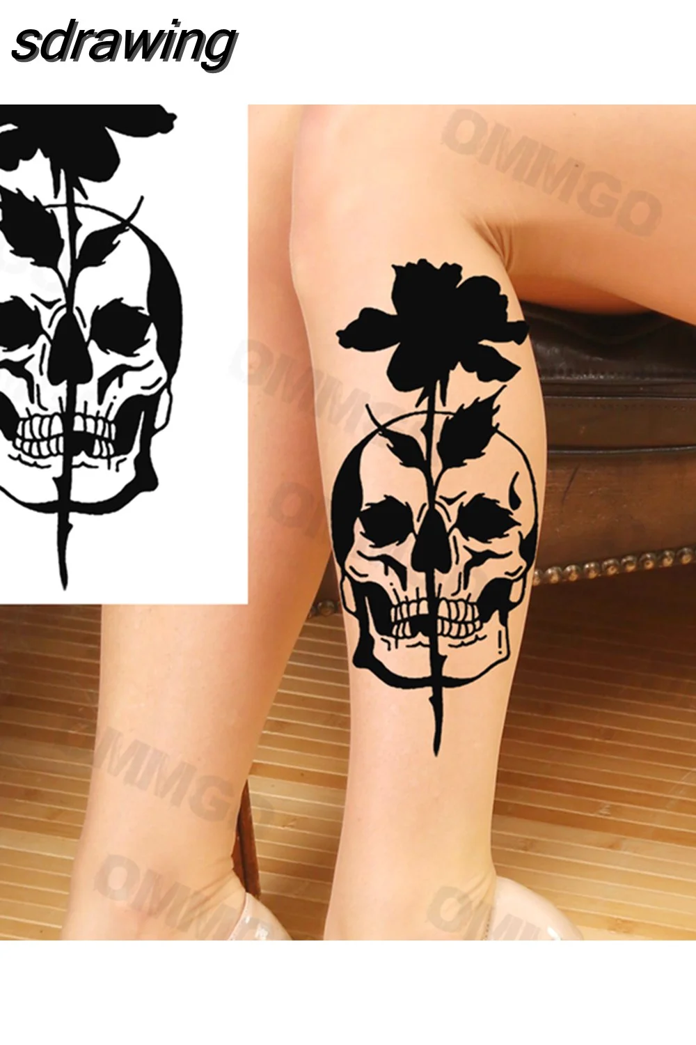 sdrawing Lion Rose Flower Temporary Tattoos For Women Adult Girl Compass Skull Fake Tattoo Arm Thigh Body Art Waterproof Tatoos