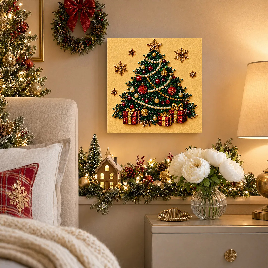 Pearl Bead Painting Kit with Frame Christmas Tree 11.81x11.81in