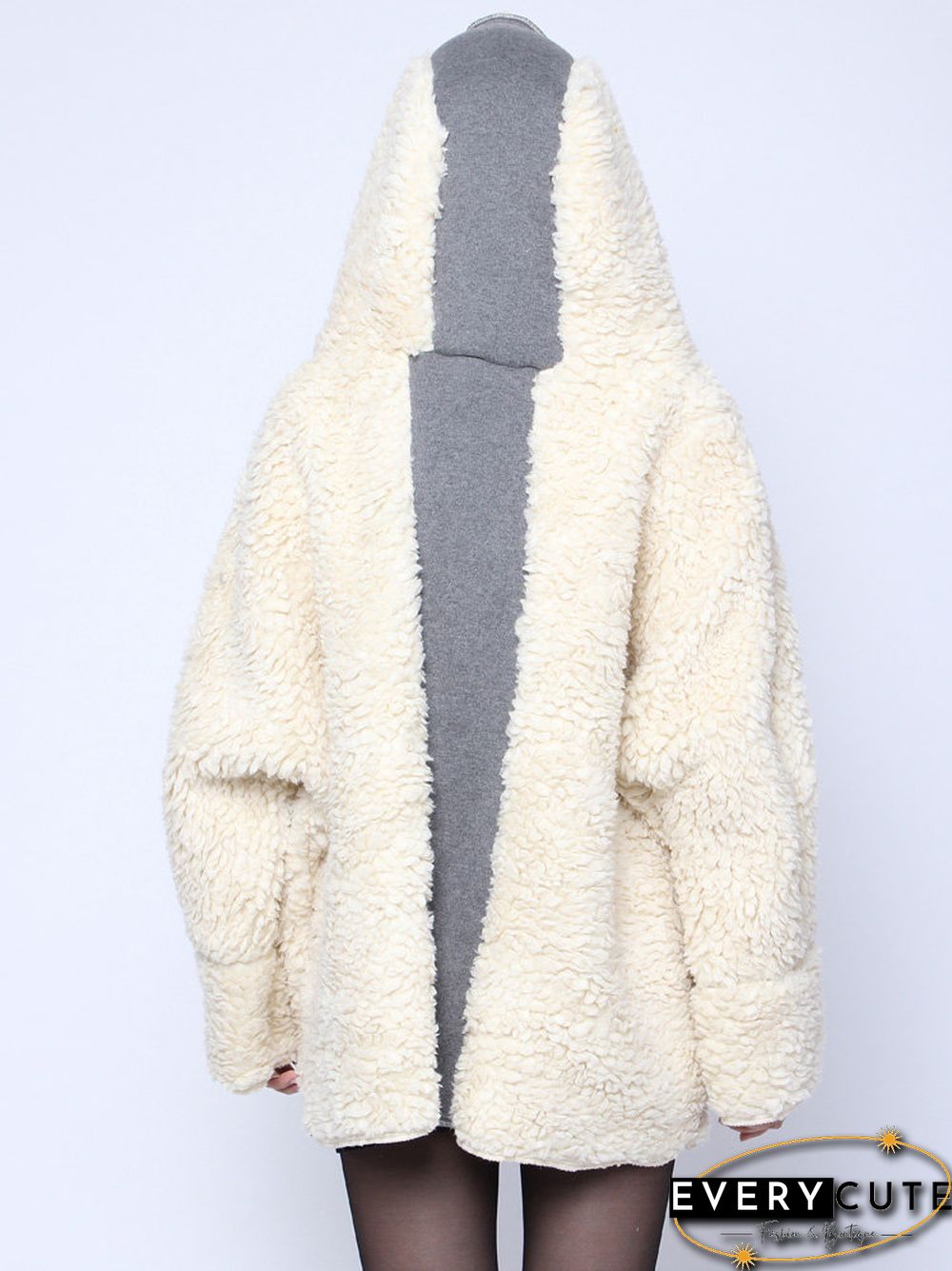 Plus Size Winter Thicken Outerwear Wool Hooded Coat